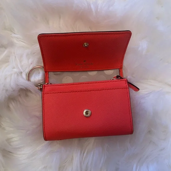 Kate Spade orange saffiano leather small chain wallet - Picture 2 of 6